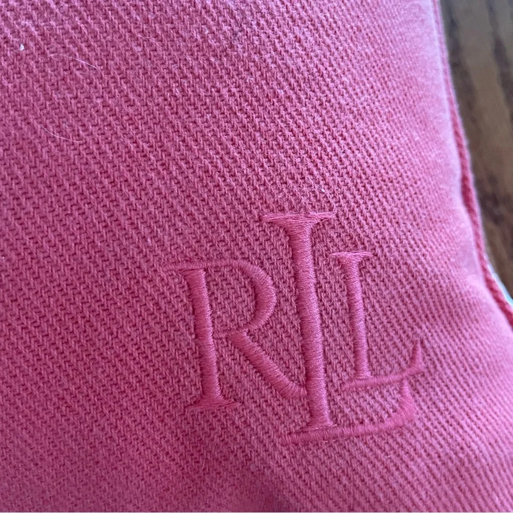 Ralph Lauren Red Cotton Lumber Pillowcases with Feather Pillows Set of 2